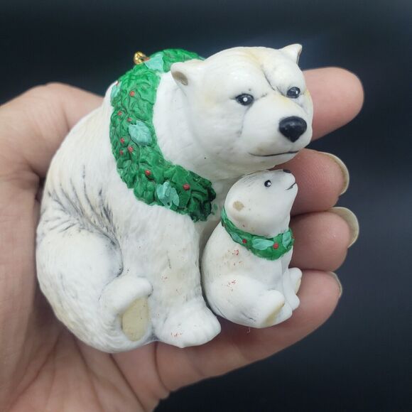 Vintage Gorham Christmas Traditions Ornament‎ Nature's Families Polar Bear & Cub - Picture 1 of 7